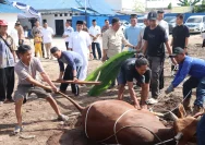 Polres Batu Melaksanakan Hewan Kurban 39 Ekor dengan Meriah