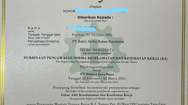 Sertifikasi Ahli K3 Kemnaker Melibas 2.100 Peserta, Prioritas Keselamatan Kerja