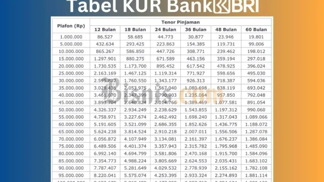 Simulasi Cicilan KUR BRI 2026 untuk Plafon Hingga Rp100 Juta