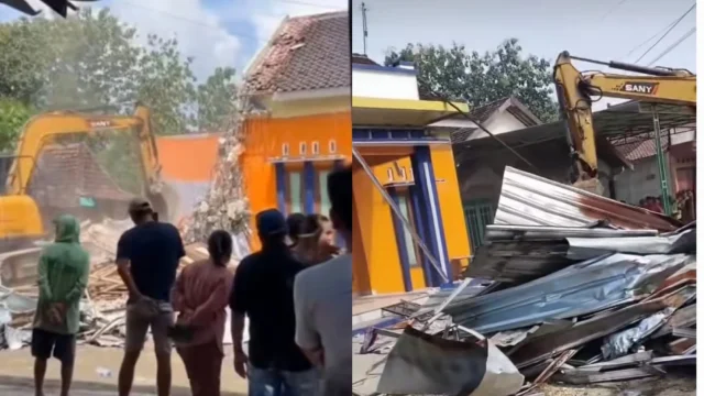 Rumah Tingkat Dibongkar Alat Berat, Buntut Sengketa Gono-Gini di Pati