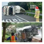 Truk Tangki Terguling di Deket: Sopir Diduga Mengantuk hingga Tabrak Pohon